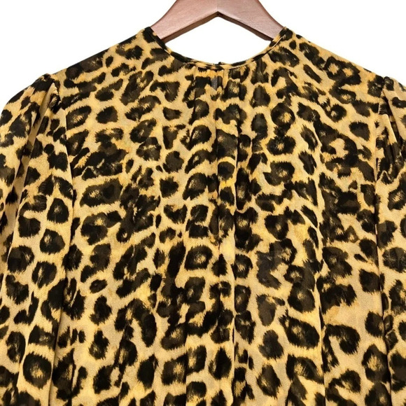 MISA Los Angeles Katia Leopard Print Ruffle Long Sleeve Mini Dress Size XS. NEW - Picture 10 of 16